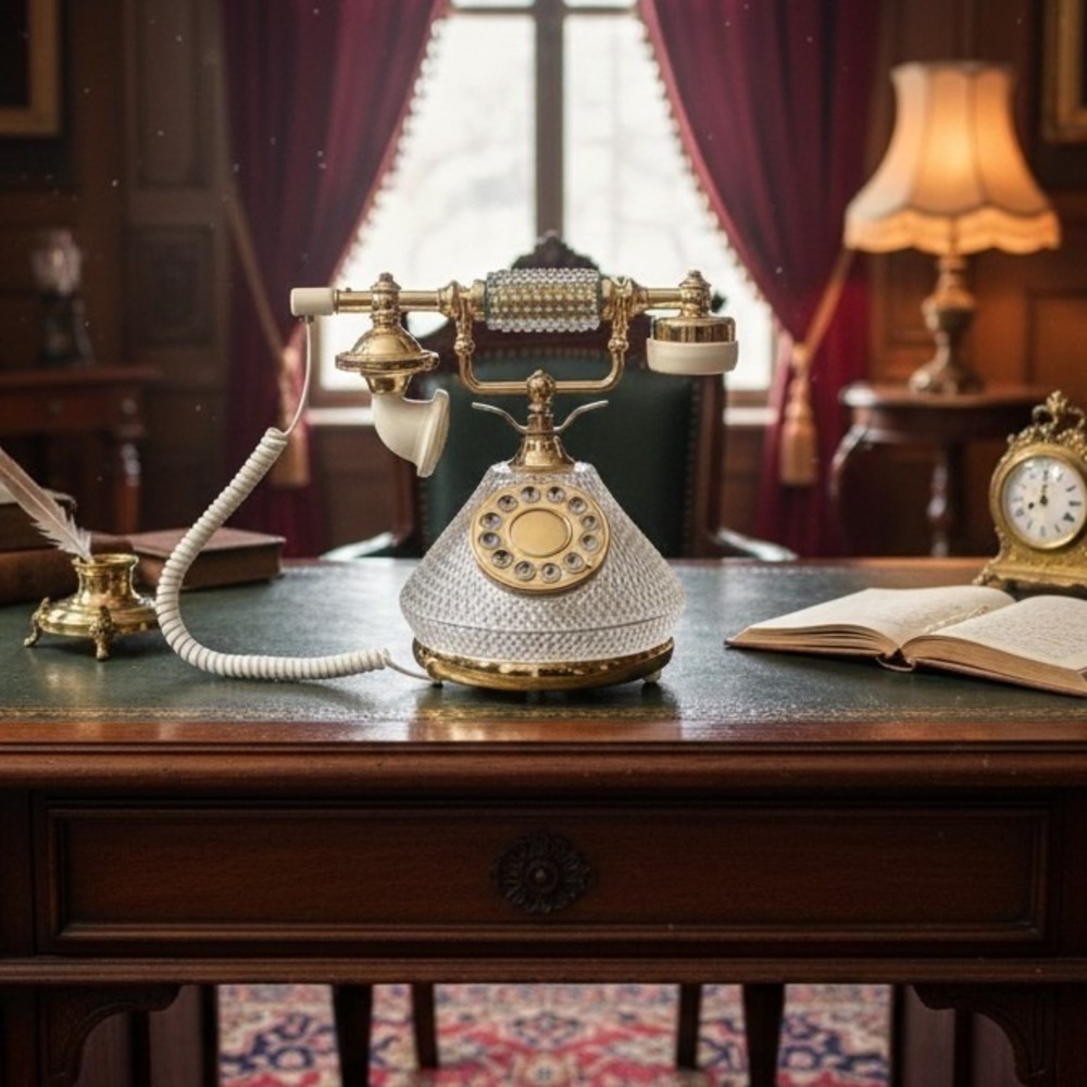 Vintage TT Systems TTS-2000 Victorian Style Gold & Crystal Desk Telephone